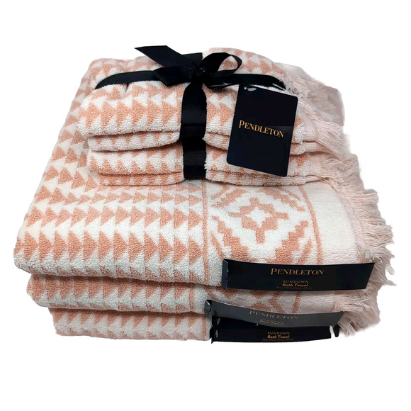 Pendleton Sundown 7pc Towel Set 3 Bath 4 Fingertip Dusty Pink Southwestern NEW - Picture 5 of 9